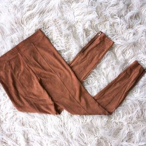 Suede Leggings with Zipper Detail